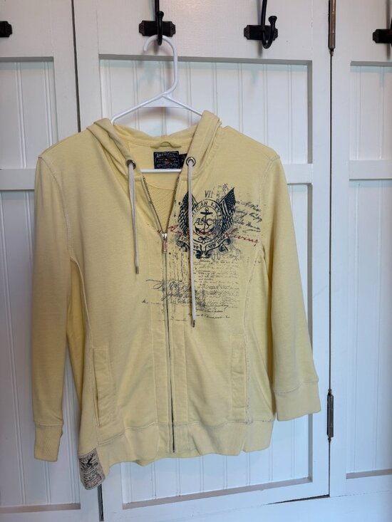 American Living Jackets & Blazers - American Living Unisex Vintage Yellow Graphic Zip-up Hoodie M
